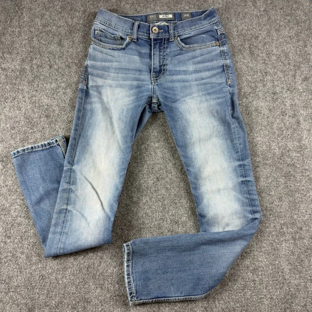 BKE Alec Straight Leg Jeans Mens 30R Blue Medium Wash Stretch Denim Casual